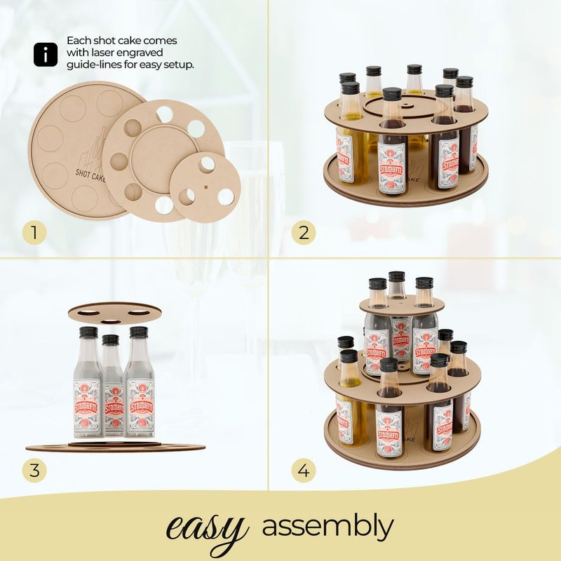 Shot Cake Party Display for Mini Liquor Bottles | 21st Birthday holiday celebration decoration centerpiece Natural Wood color - Image 3